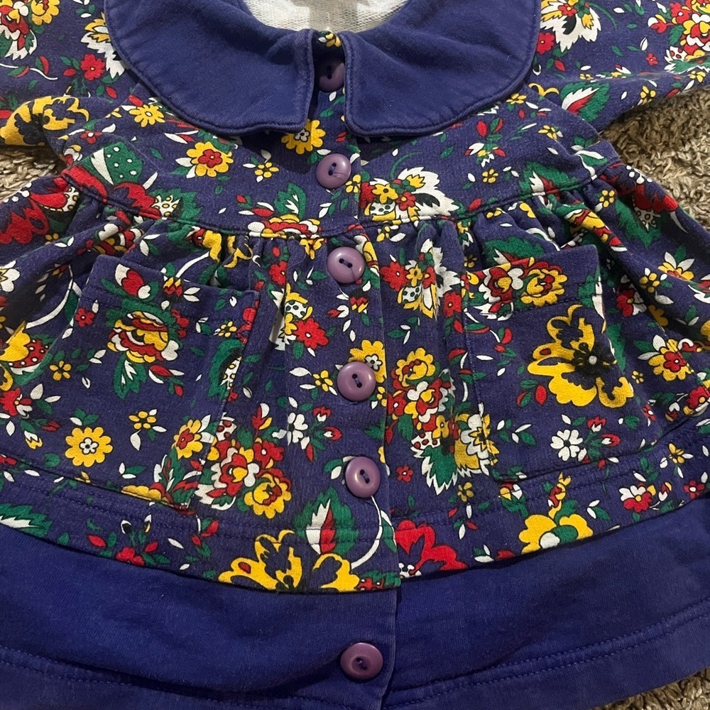 Baby N Nordstrom Vintage Purple Floral Coat With Collar Size 9 Month - Picture 4 of 5